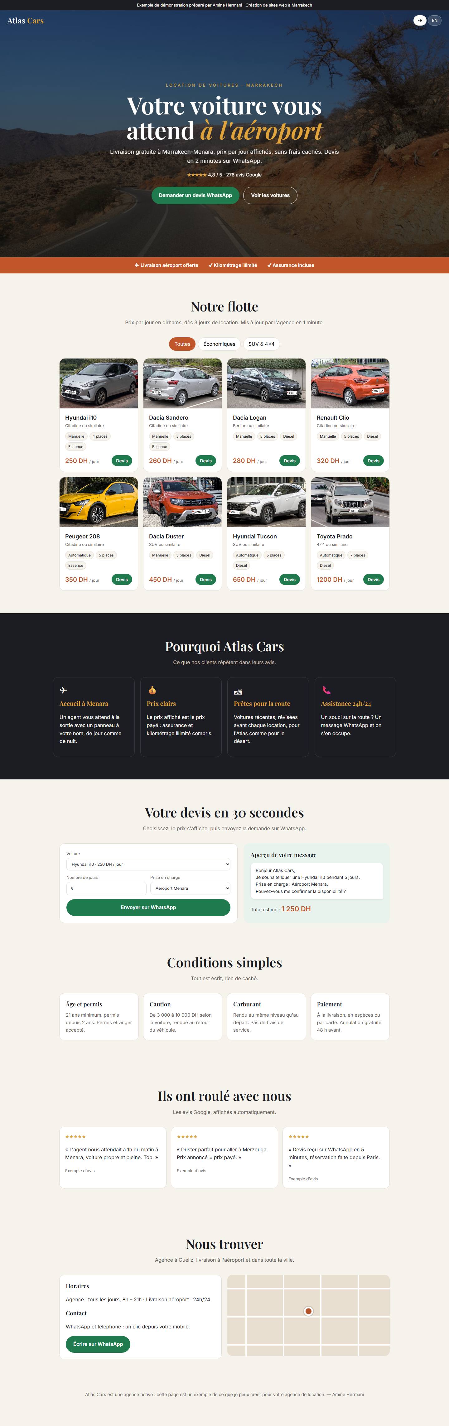Exemple de site de location de voitures