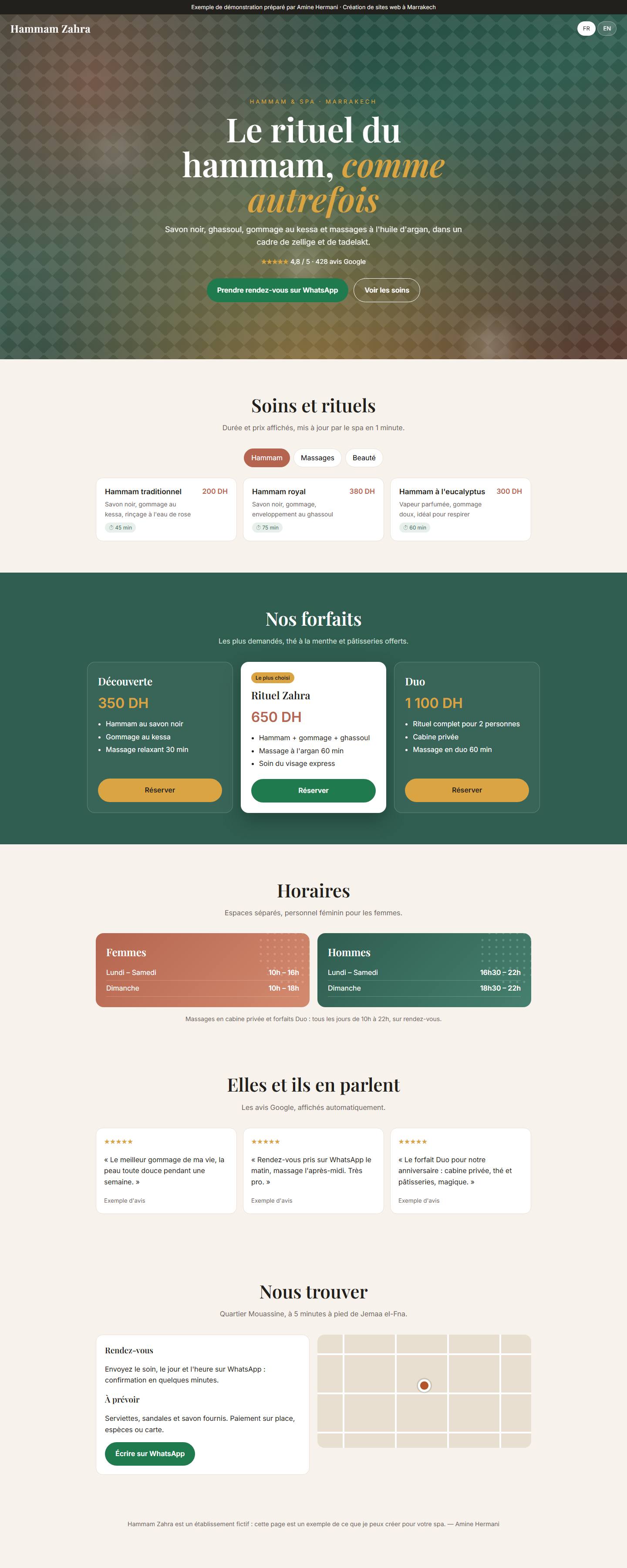 Exemple de site de spa